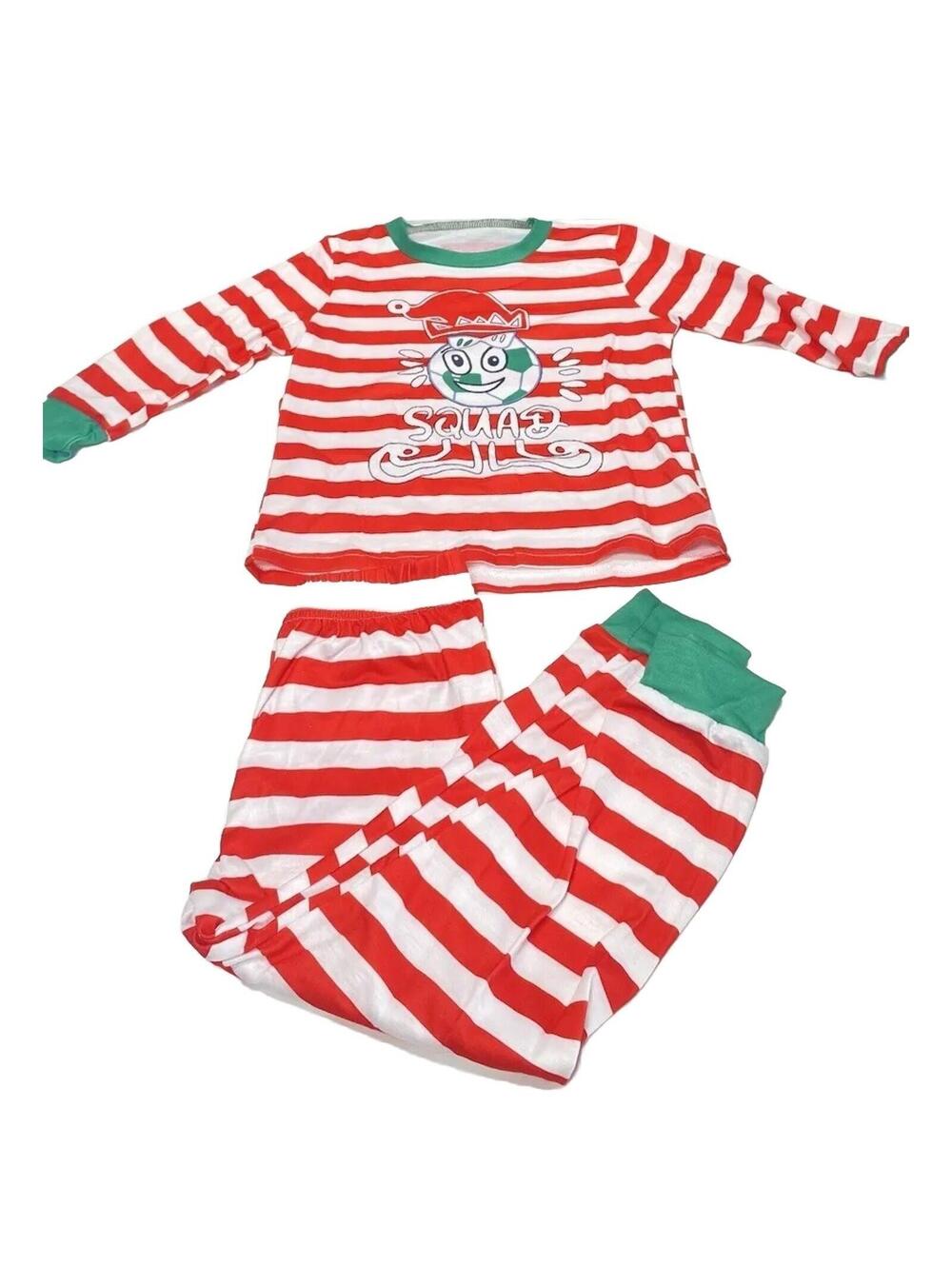 Striped Elf Squad Family Christmas Pyjamas Toddler Kids 4T Christmas Pj Set